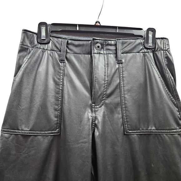 NWT Abercrombie and Fitch Kids Pants Black Vegan Leather Cargo Wide Leg Pants - Picture 3 of 9
